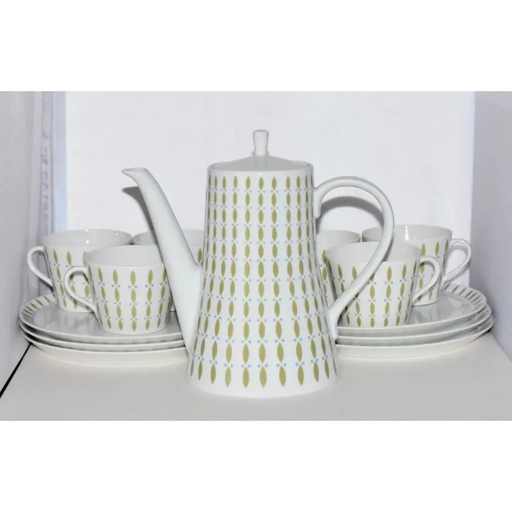 Melitta Zurich Luncheon Plates Coffee Tea Pot, Cup & Saucer 22pc MCM Modernism